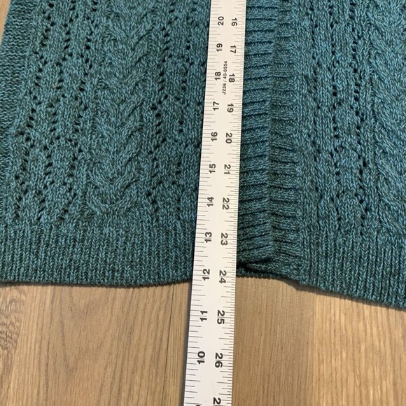 NWT DKNY Cable Knit Cardigan Blue Teal size XS embroidered flowers Y2k 90’s VTG - Picture 3 of 6